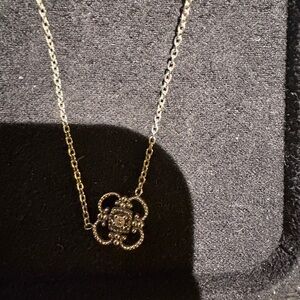 Silver Pendant Necklace. Diamond center